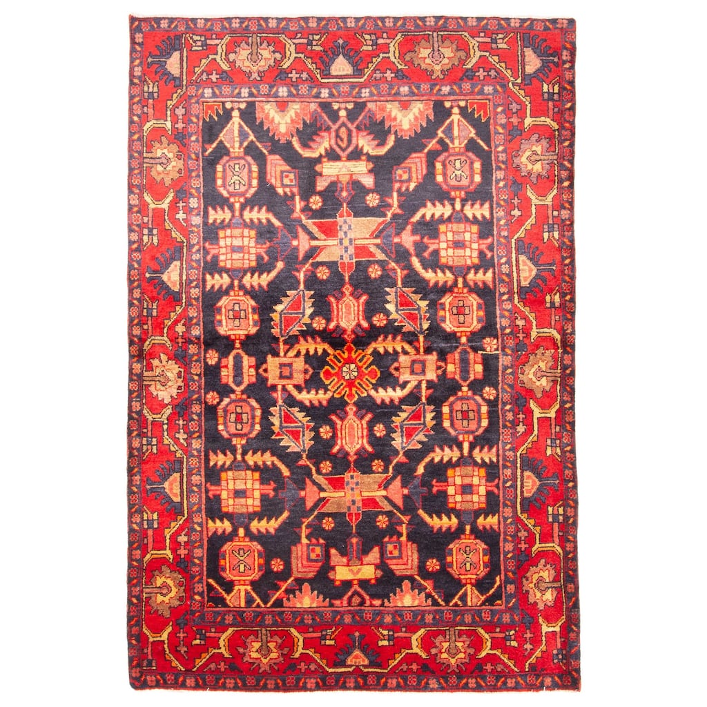 ECARPETGALLERY Hand-knotted Andelz Black Wool Rug - 4'6 x 6'7