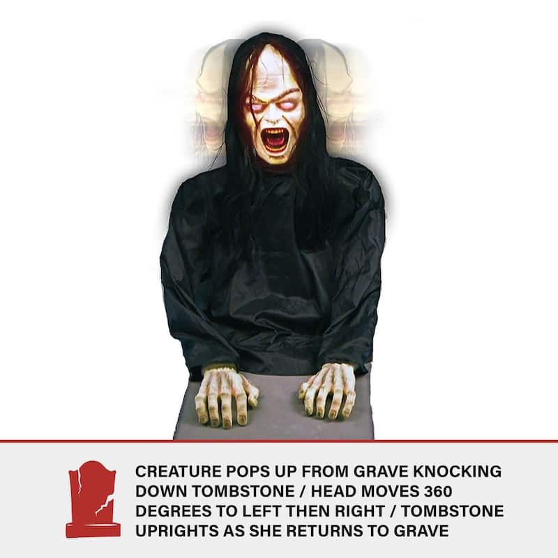 Haunted Hill Farm Resurrection Mary by Tekky, Indoor or Covered Outdoor Premium Halloween Animatronic, Battery Operated