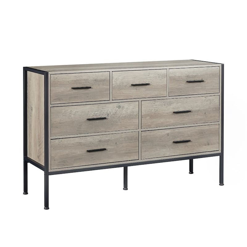 48.58" Modern Rustic Grey Wood Dresser Chest With Drawers
