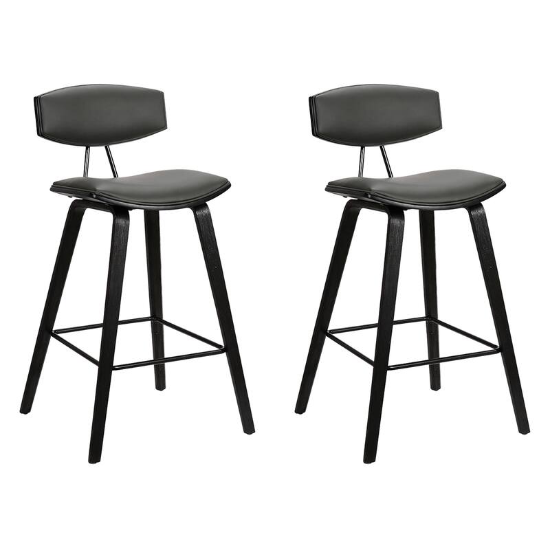 Fox Mid-Century Bar Stool, Upholstered Counter Height Chair with Bentwood Legs