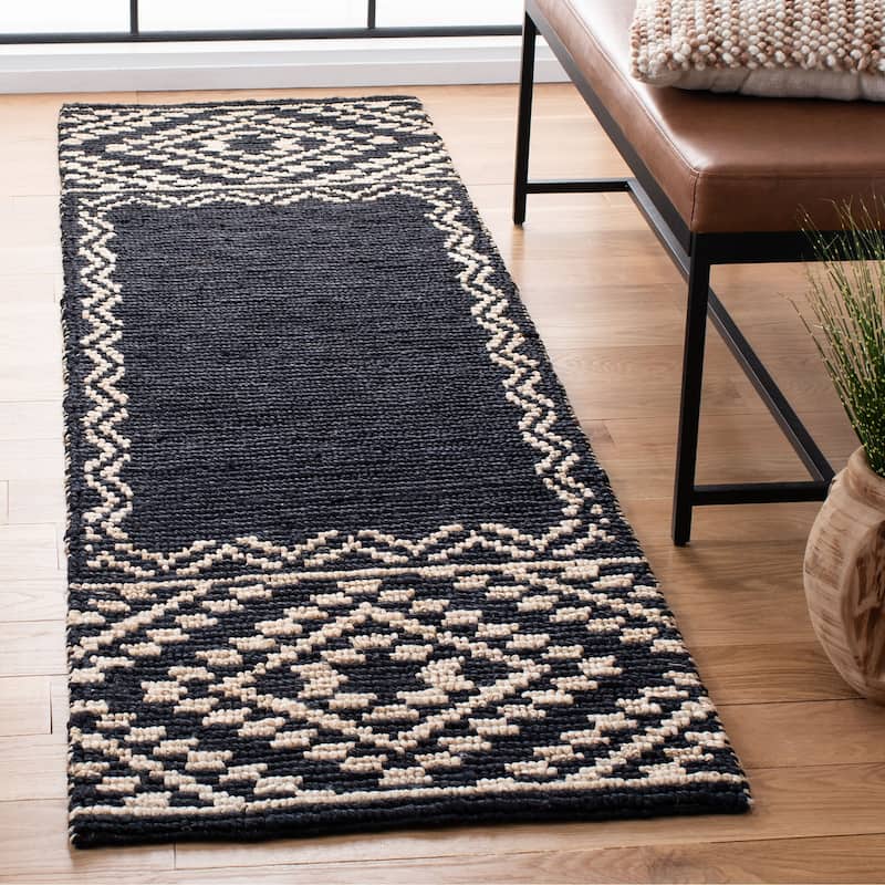 SAFAVIEH Handmade Natural Fiber Braelyn Moroccan Jute Rug - 2'3" x 8' Runner - Black