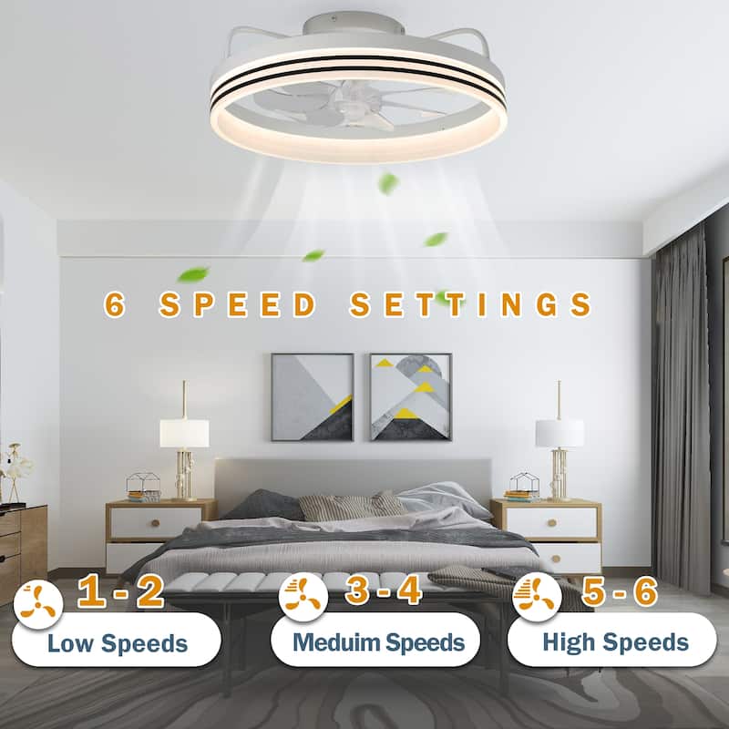 Cusp Barn 20-In Low Profile Fandelier Ceiling Fan with Light, Modern Flush Mount Dimmable LED Ceiling Light with APP Control
