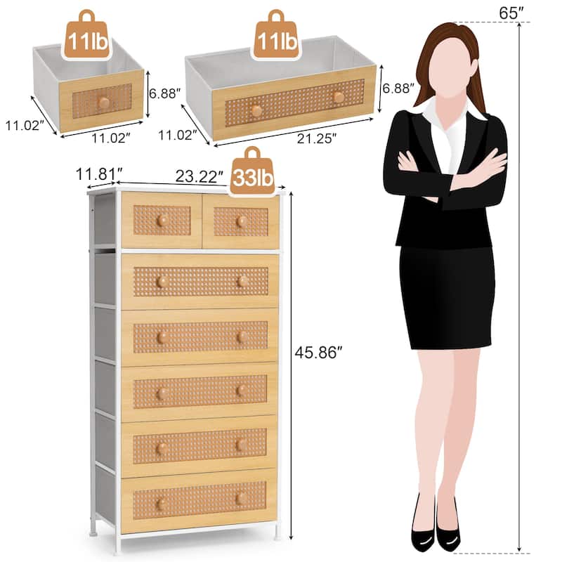 Vertical Storage Dresser 7-drawer Chest Closet Organizer Unit for Bedroom