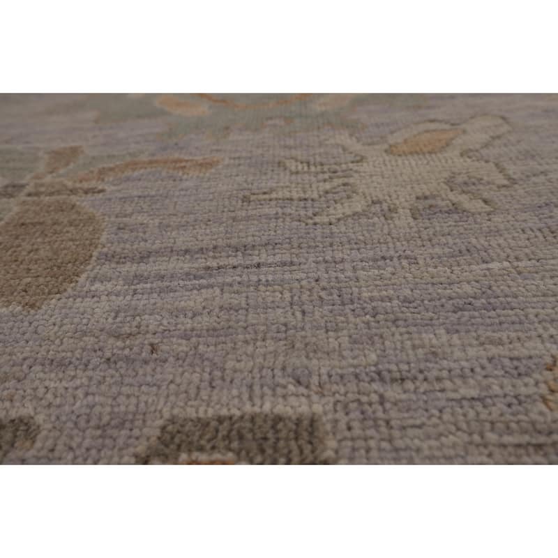 Vegetable Dye Oushak Turkish Rug Handmade Grey Wool Carpet - 8'0"x 9'11"
