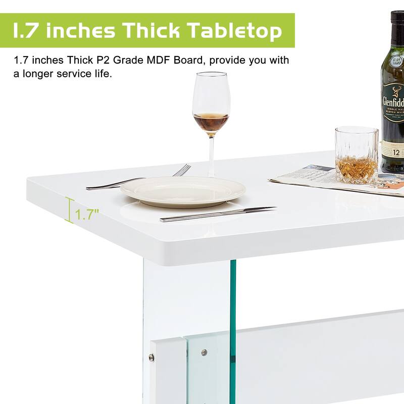 ivinta Modern White Dining Table, High Glossy Dining Room Table