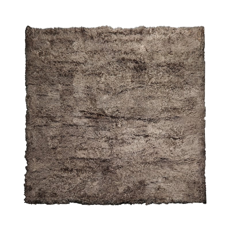 9'5''x9'5'' Square Machine Made Brown Shag Plush Pile Contemporary Polyster Rug - 9' 5'' x 9' 5''-Square