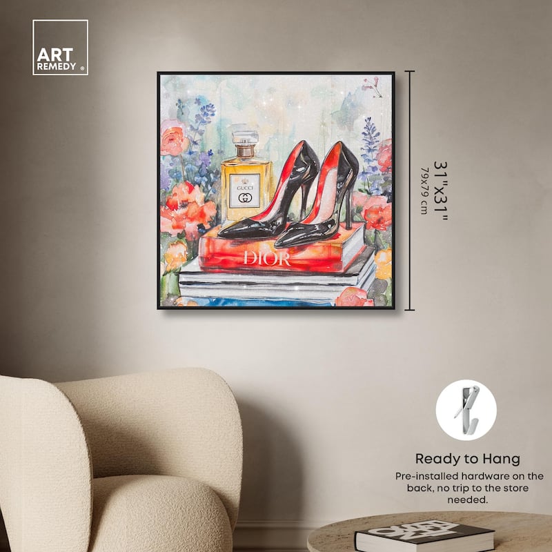 Lovely Garden Books and Heels Canvas by Art Remedy