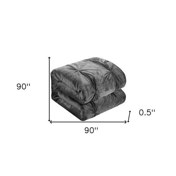HomeRoots Gray Queen Polyester 130 Thread Count Washable Down Comforter ...