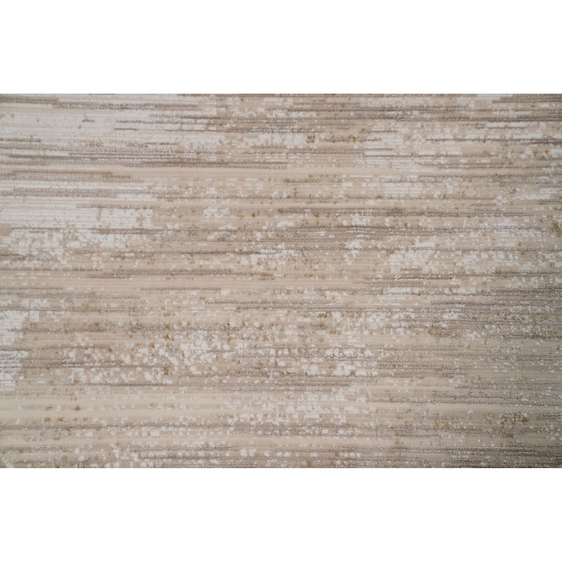 Machine Made Oriental Polyester Carpet Geometric Beige & Ivories Distressed Area Rug - 7' 5'' X 5' 2''