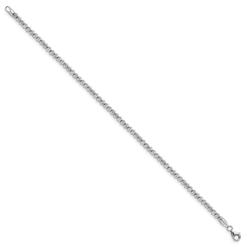Curata 10k White Gold Heavily Diamond-cut Bead Bracelet 7.5 Inch