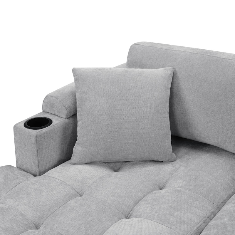115.7" Modern Corner Oversized Sectional Sofa with Built-in Cup Holders and USB Ports