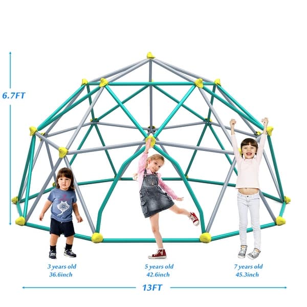 dimension image slide 1 of 2, 13ft Geometric Dome Climber Play Center, Kids Climbing Dome Tower, Rust & UV Resistant Steel Supporting 1000 LBS