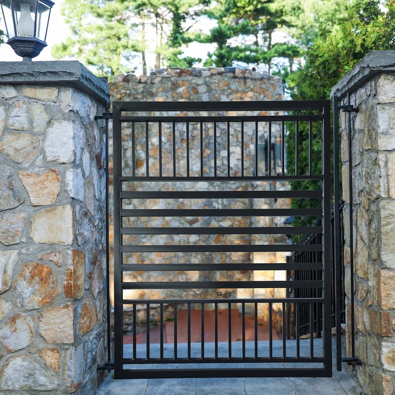 ALEKO Modern Yard Garden Barcelona Style Steel Pedestrian Gate Black