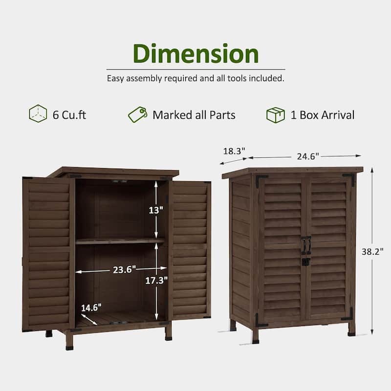 MCombo Small Outdoor Storage Cabinet Shed with Double Doors (24.6" x 18.3" x 38.2"), Wooden 0985