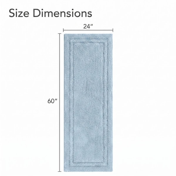 dimension image slide 9 of 13, Superior Solid Bordered Cotton Washable Non-Slip Bath Rug Runner or Rug Set