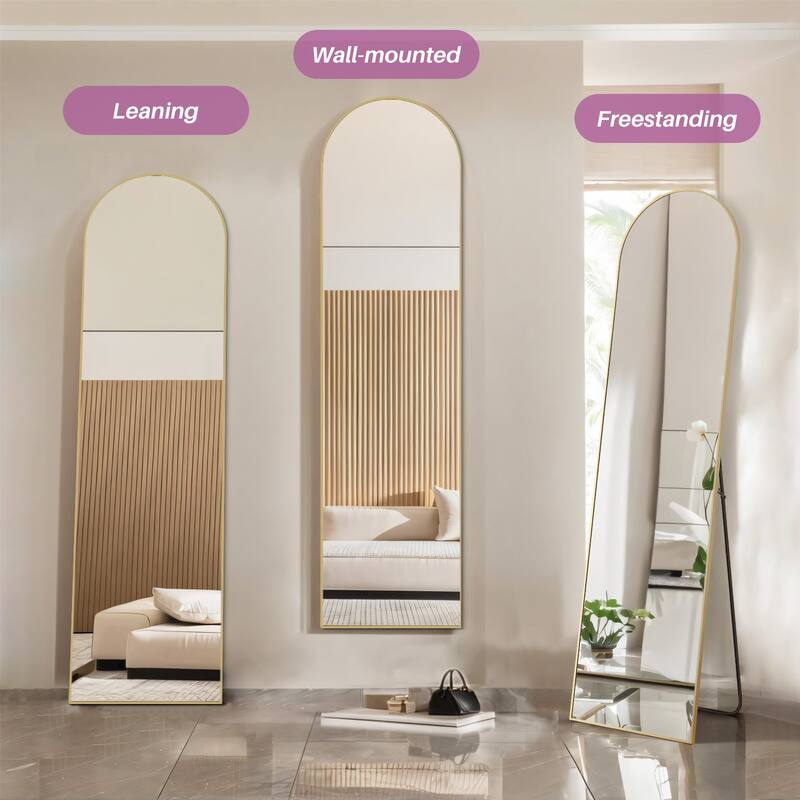 Full Length Mirror with Stand, Floor Mirror with Aluminum Alloy Frame for Bedroom, Standing Full Body Mirror for Wall, Cloakroom