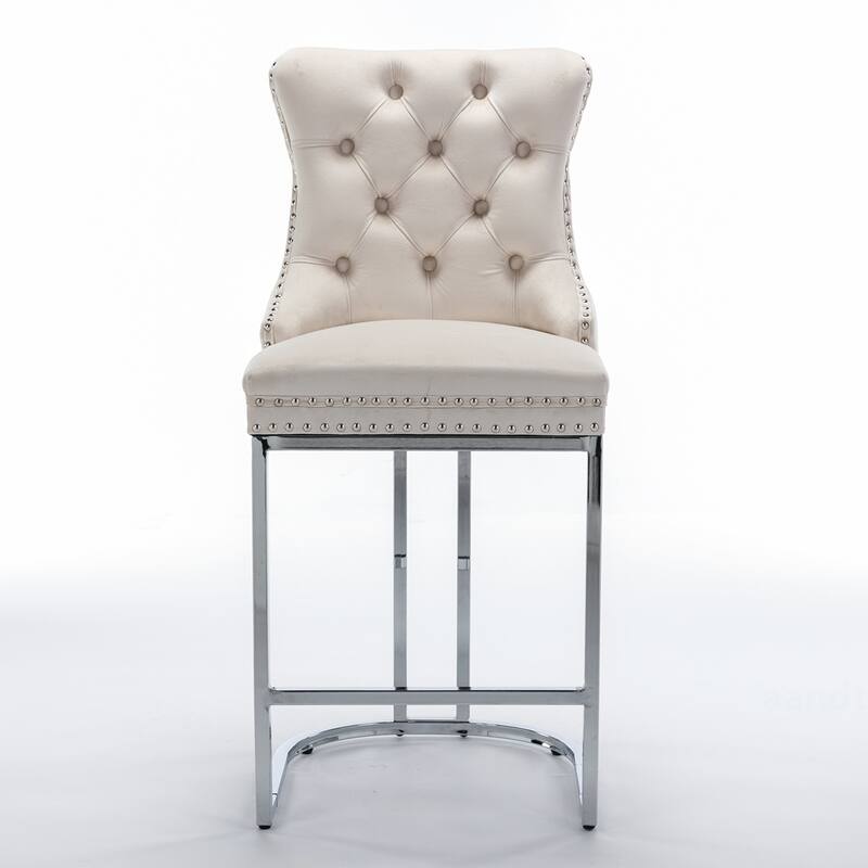 2PCS Velvet Counter Height Bar Stools