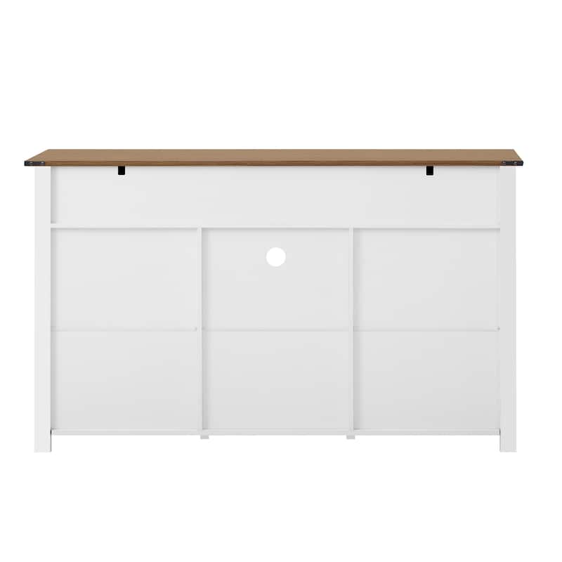 55" Sliding Barn Door Sideboard Cabinet with 3 Drawers and Adjustable Shelves