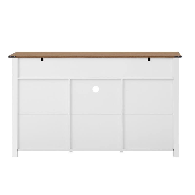 Sliding Barn Door Sideboard with 3 Drawers and Adjustable Shelves, Buffet Cabinet with Metal Mesh and Aluminum Handles
