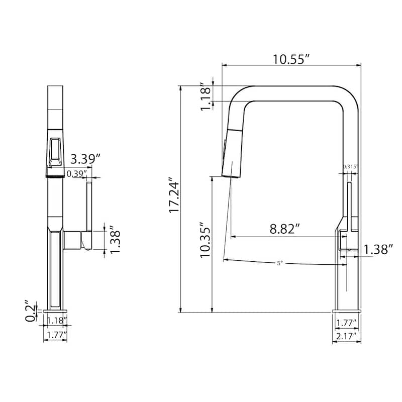 17-1/4"H Kitchen Sink Faucets with Pull Down Sprayer, Kitchen Faucet for Sink