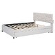 preview thumbnail 14 of 28, Linen Fabric Platform Bed with Brick Pattern Headboard, with Twin XL Trundle and 2 Drawers, Queen Size