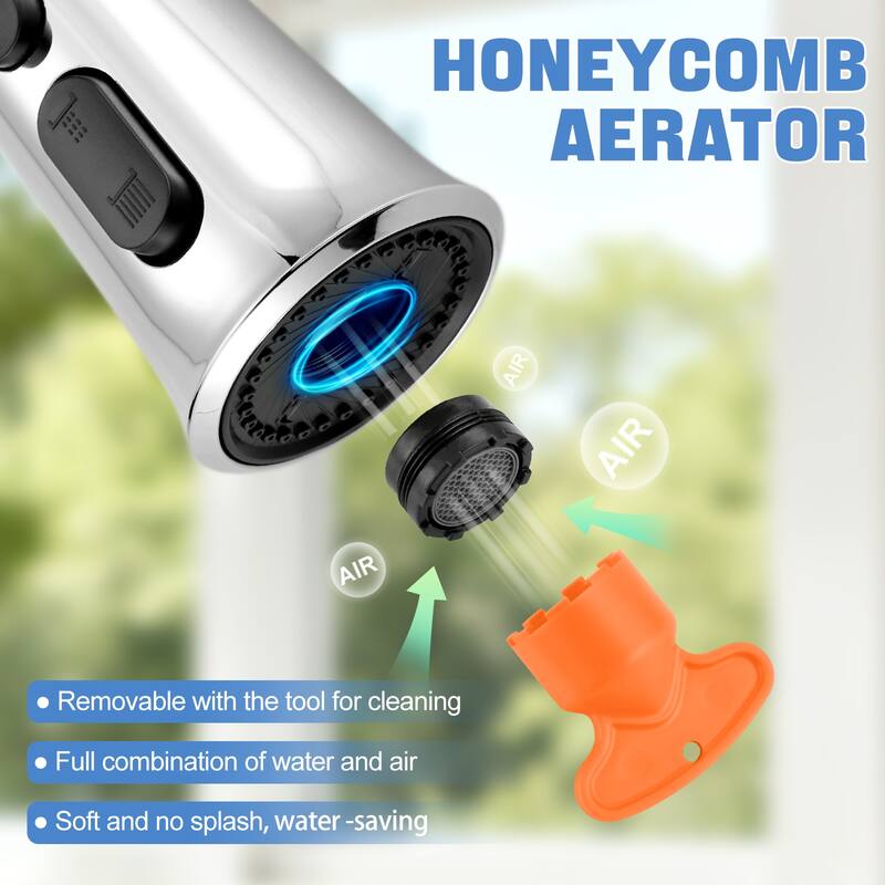 WOWOW Pull Down Kitchen Faucet Spray Head with 9 Adapters Kit