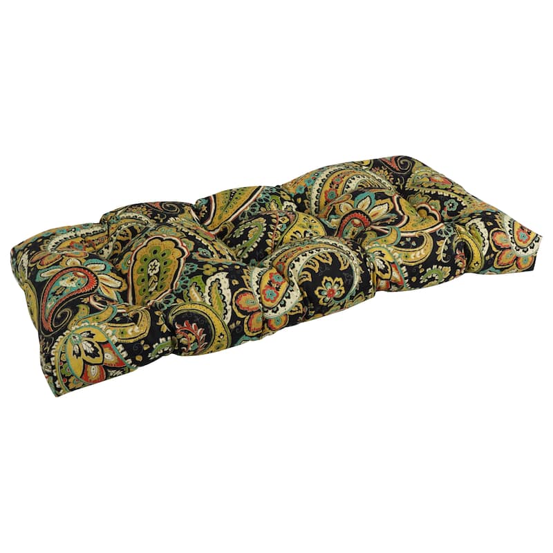 42-inch by 19-inch Tufted Indoor/Outdoor Loveseat/Bench Cushion - 19" x 42" - Hadia Franco Noir