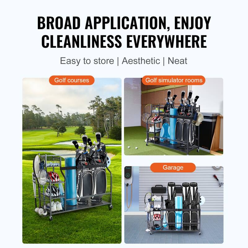 Golf Storage Garage Organizer Outdoor Sport Gear and Toy Storage with Baskets & Hooks