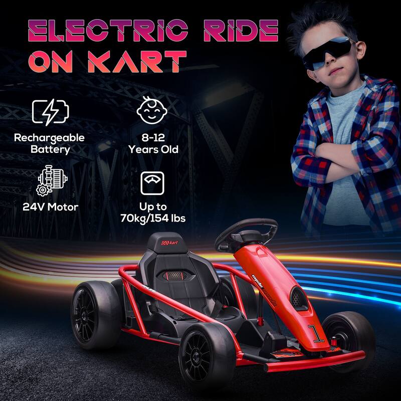 Dual Drive Motor Drift Kart, Stylish Outdoor Electric Car Toy with Seat Belt, Exclusive Kids Car with Backrest