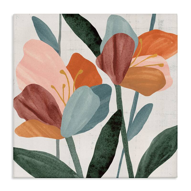 Stupell Abstract Azalea Flower Petals Pink Blue Design Canvas Wall Art - 24 x 24