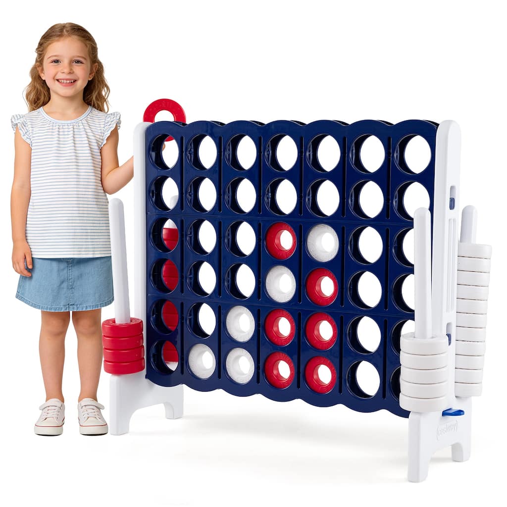 Gymax 4 in A Row Jumbo 4-to-Score Game Set Kids Adults w/ 42 Jumbo