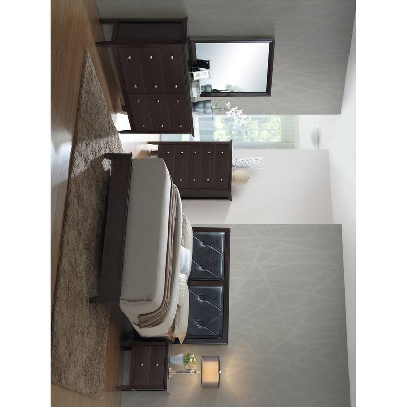 Upholstered Tufted Queen Panel Bed - 85" - Espresso Brown