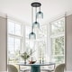 preview thumbnail 3 of 12, 3 Light Black Cluster Pendant Blue Textured Glass Adjustable Modern - 3-Lights