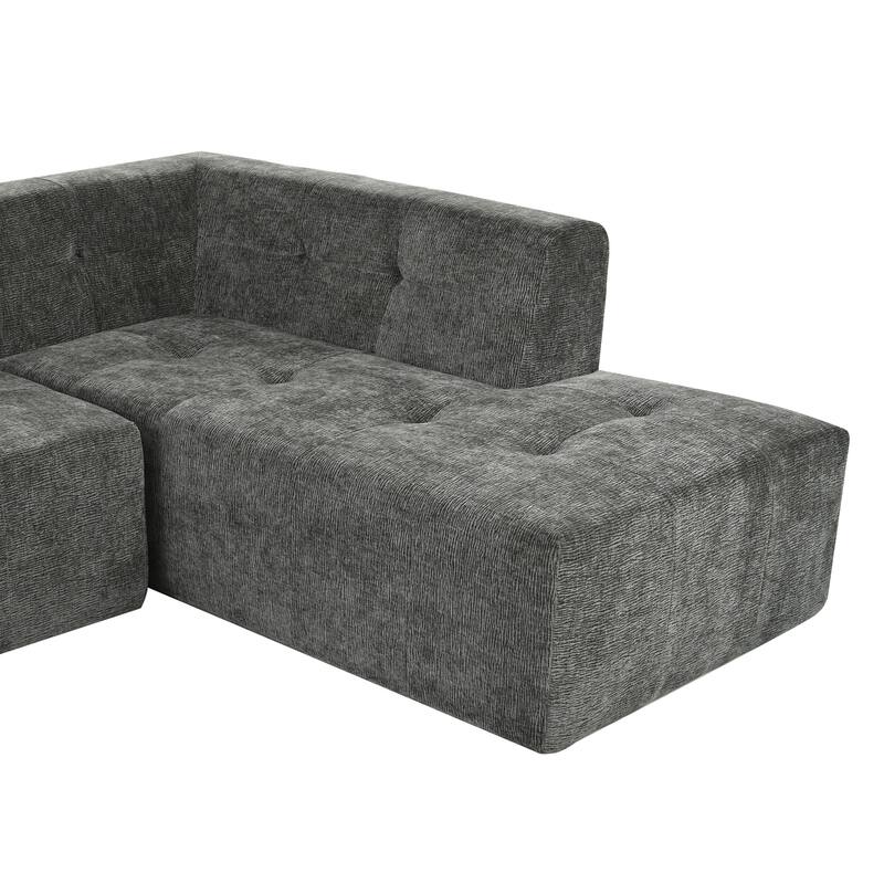 112.2" Chenille Modular L-Shaped Sofa Bed with Free Combination Design and No-Assembly Required