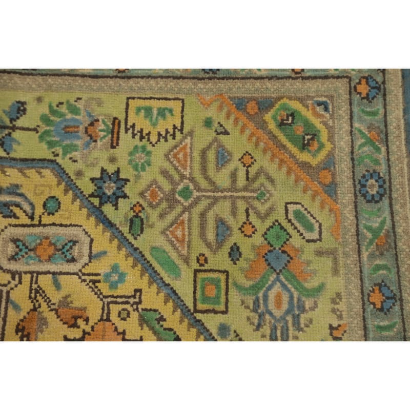 Hand Knotted Oriental 100% Wool Carpet Traditional Floral Yellow & Gold Tabriz Area Rug - 9' 5'' X 6' 3''