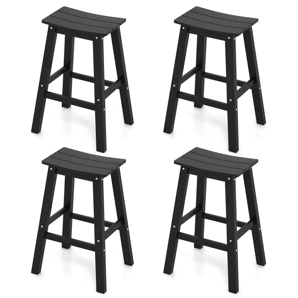 Gymax 29'' Patio Bar Stool Set of 4 w/ Curved Seat & Footrests for