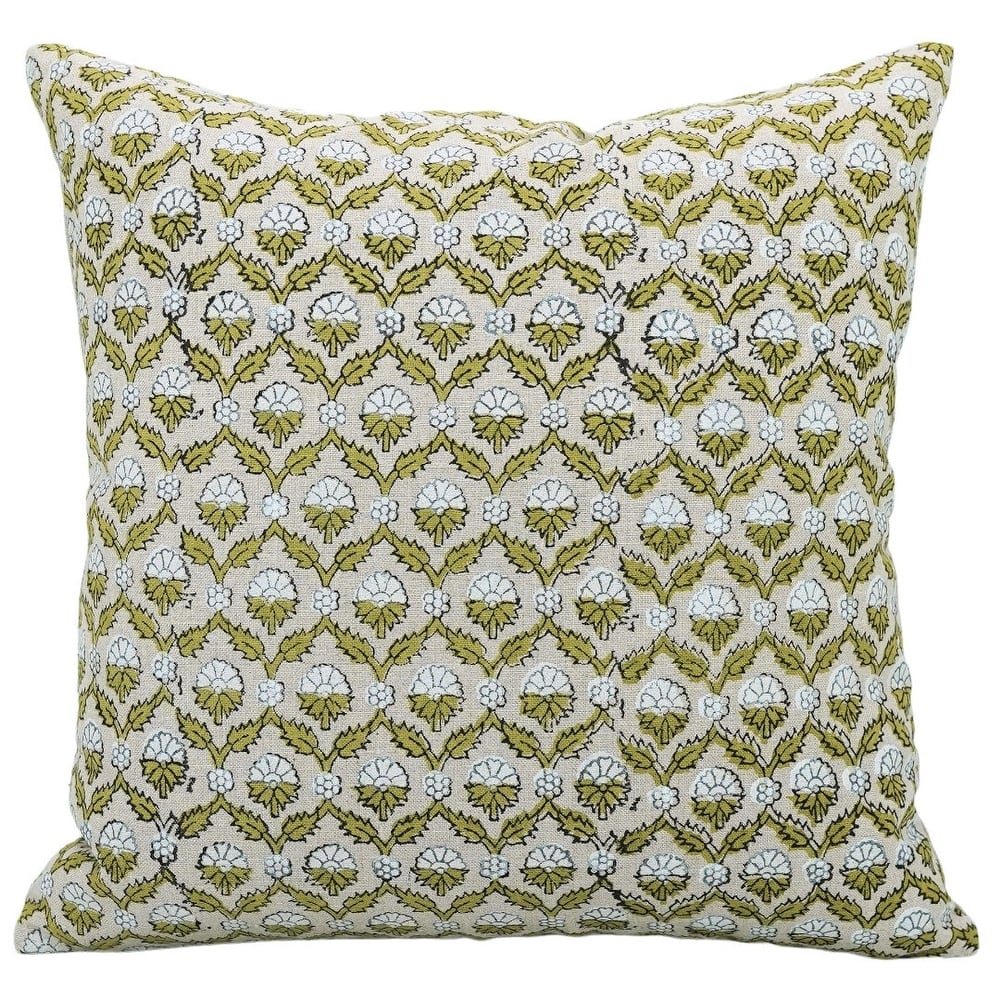 Linen Farmhouse Block print pillow Cover - Shenaaz