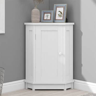 Bathroom Storage Cabinet with Adjustable Shelves,Free Standing Corner Cabinet with Single Door,Freestanding Floor Cabinet