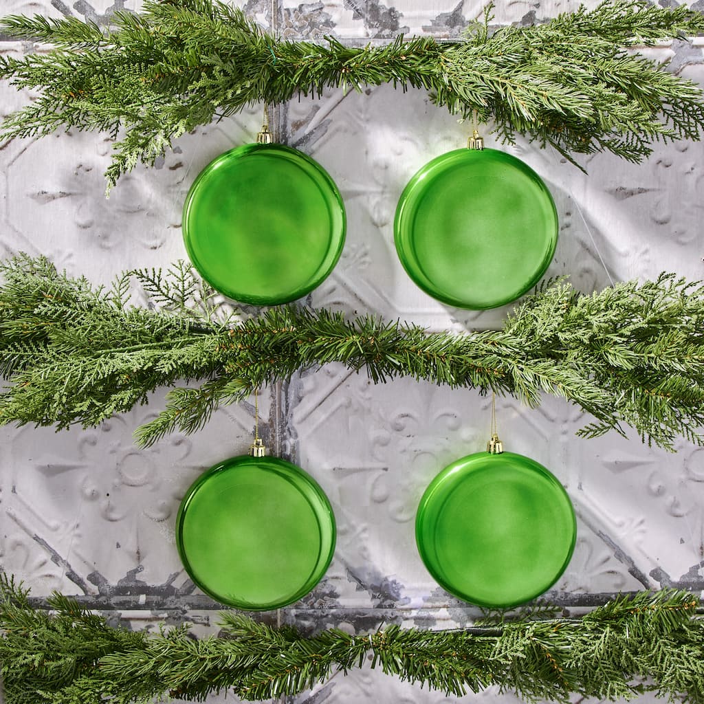 150mm Shatterproof Plastic Pearl Round Disk Ornament Set of 4