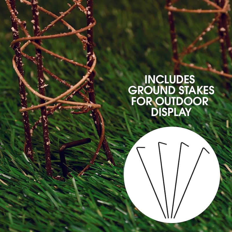 Alpine Corporation 35"H Outdoor Rattan Holiday Reindeer Lawn Decoration with White Lights , Christmas Decoration
