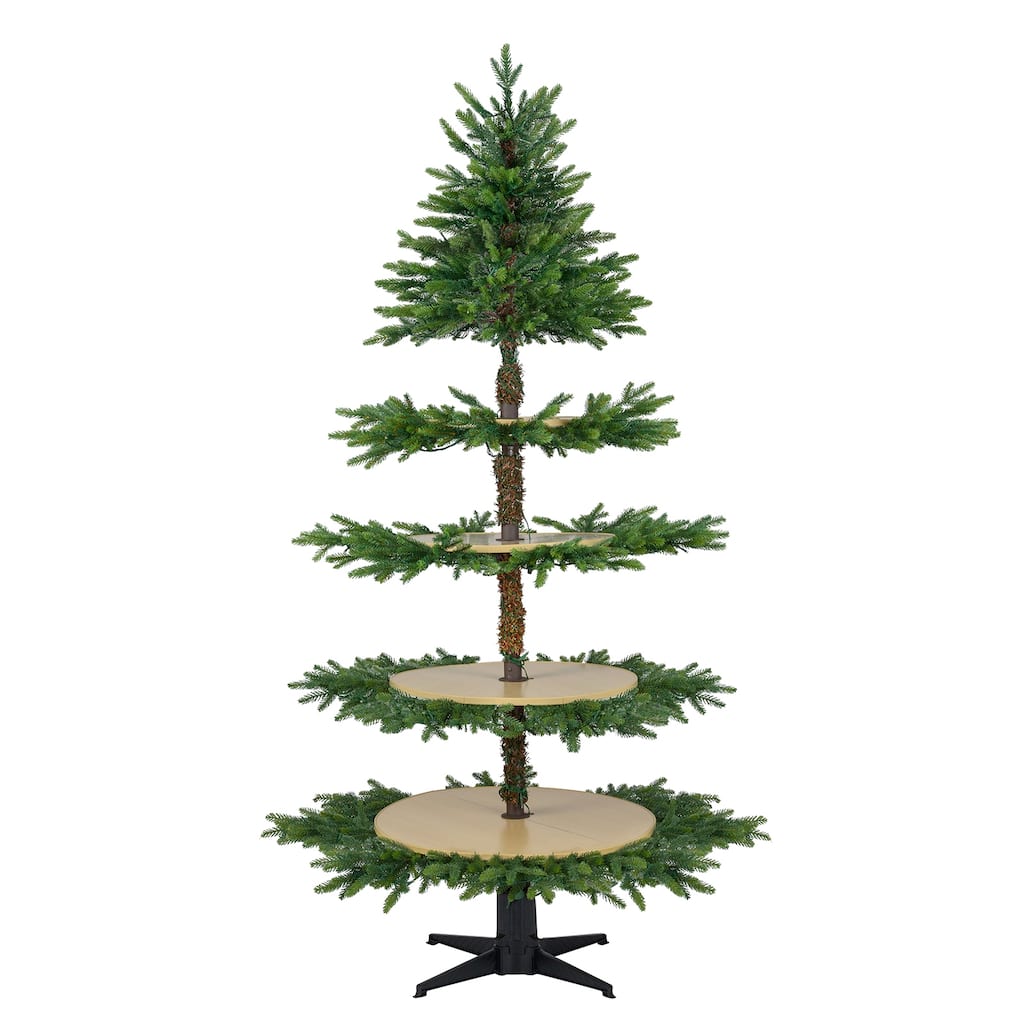 Gymax 6.4 FT Rotating Christmas Tree w/ 280 Branch Tips 220 LED Lights