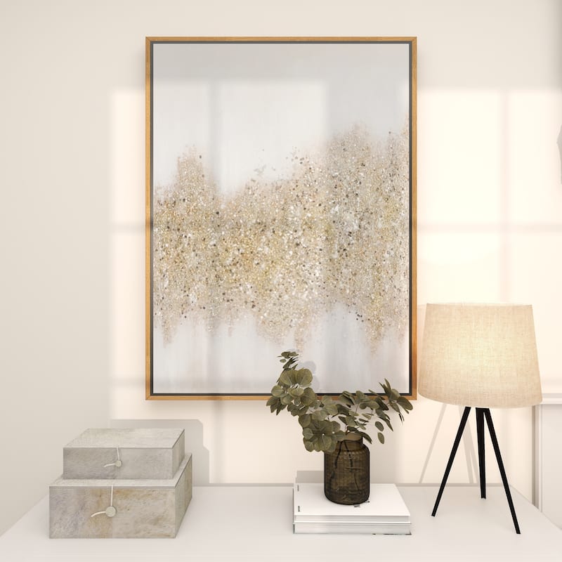 CosmoLiving by Cosmopolitan Canvas Glitter Flakes Geode Living Room Framed Wall Art with Gold Frame