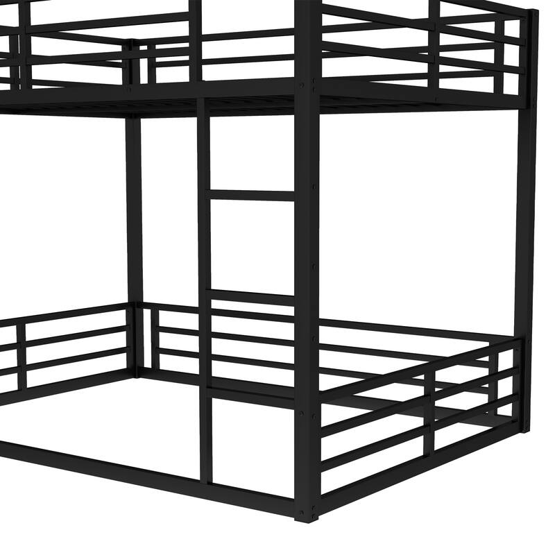 Queen Over Queen Metal Bunk Bed for Teens and Adults, Space-Saving, Noise-Reduced, No Box Spring Needed, Black