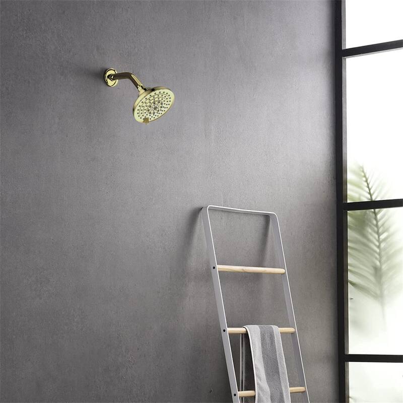 6 Spray Settings 5 Inch Adjustable High Pressure Rainfall Shower Head with Anti-Clogging Nozzles NOT INCLUDED SHOWER ARM