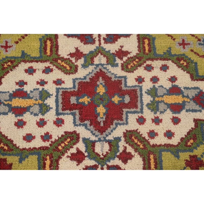 Geometric Kazak Runner Rug Handmade Wool Carpet - 2'7"x 9'11"