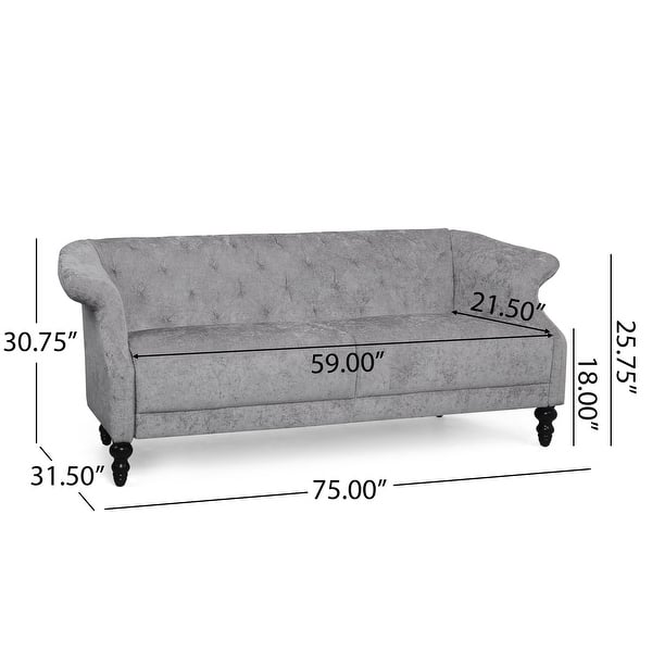 dimension image slide 1 of 3, Morganton Indoor Tufted 3-seater Sofa by Christopher Knight Home