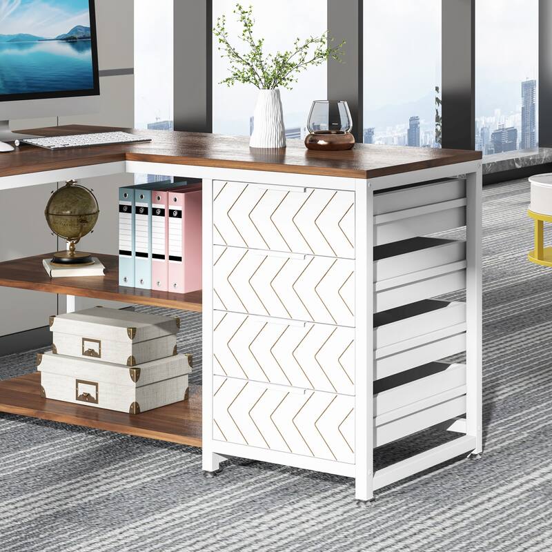 Reversible L-Shaped Office Desk Computer Desk Sturdy Writing Table Workstation