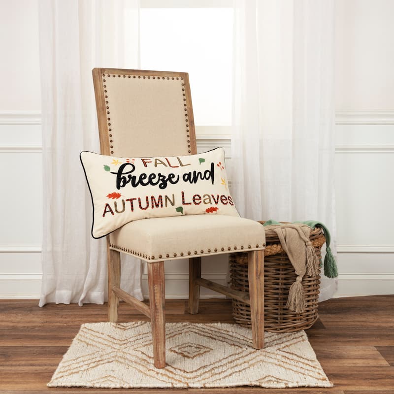 Rizzy Home Fall Breeze and Autumn Leaves Throw Pillow
