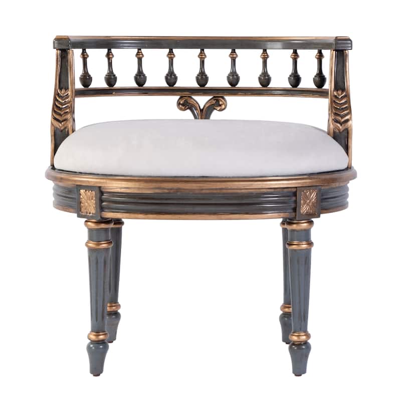 Hathaway 22.5 in. W Oval Upholstered and Wood Traditional Vanity Seat