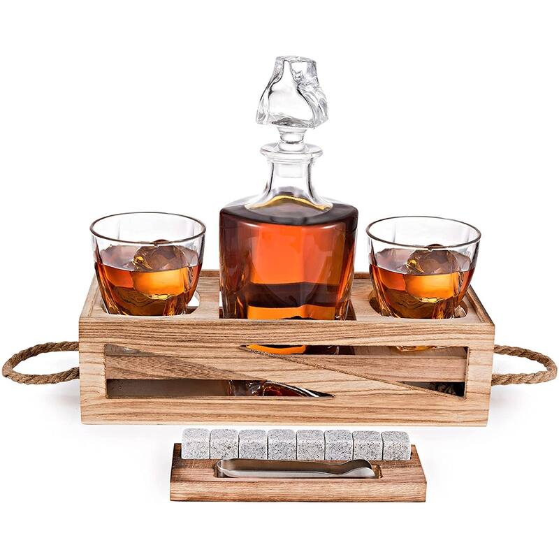 Whiskey Decanter and Cigar Glass Gift Set - Set of 2 - Clear - Set of 2 - Set of 2